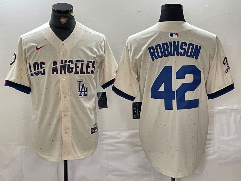 Men Los Angeles Dodgers #42 Robinson Cream Fashion Nike Game MLB Jersey style 5->los angeles dodgers->MLB Jersey